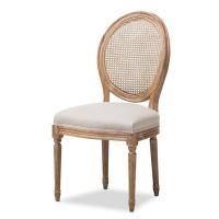 Natural Wooden Louis Chair With Rattan Back